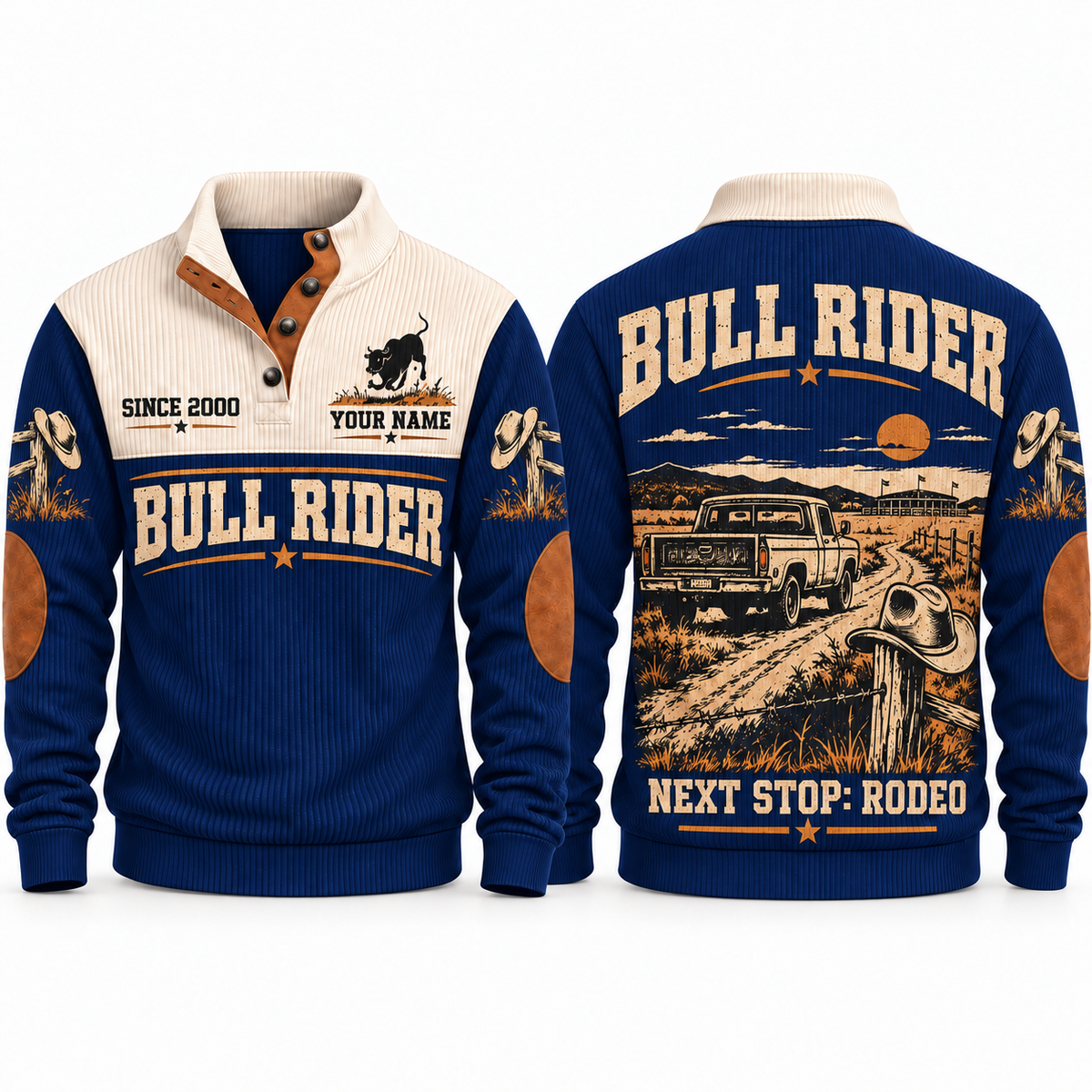 Next Stop: Rodeo | Bull Riding / Rodeo Personalized Sports Sweatshirt - Navy