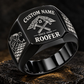 Roofer Heritage Emblem ring in Black, showing CUSTOM NAME and SINCE 2000