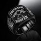 Roofer Bold Lettering ring in Black, showing CUSTOM NAME and SINCE 2000