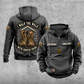 Roofer Walk the Walk Badge Vintage Hoodie in Dark Gray, front and back views with sample text CUSTOM NAME and SINCE 2000, roofline and crossed-hammer sleeve motifs, and a boots badge between curved I WALK THE WALK and WITH ROOFER PRIDE banners.