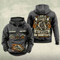 Roofer Heritage Crest Vintage Hoodie in Dark Gray, front and back views with sample text CUSTOM NAME and SINCE 2000, roofing symbols and an ornate roofer portrait crest.