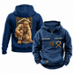 Roofer Ready Every Day Portrait Vintage Hoodie in Dark Blue, front and back views with sample text CUSTOM NAME and SINCE 2000.