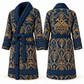 Personalized Roofer Bathrobe - Art Deco Craft blue front and back view