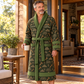 Personalized Roofer Bathrobe in Olive worn at home
