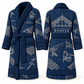 Personalized Roofer Bathrobe - Blueprint Workshop blue front and back view