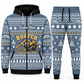 Roofer blue-gray Winter Snowflake full-zip hoodie and jogger combo with Custom Name and Custom Company Name