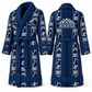 Personalized Roofer Bathrobe - Workbench Stripes blue front and back view