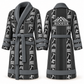 Personalized Roofer Bathrobe - Workbench Stripes slate front and back view