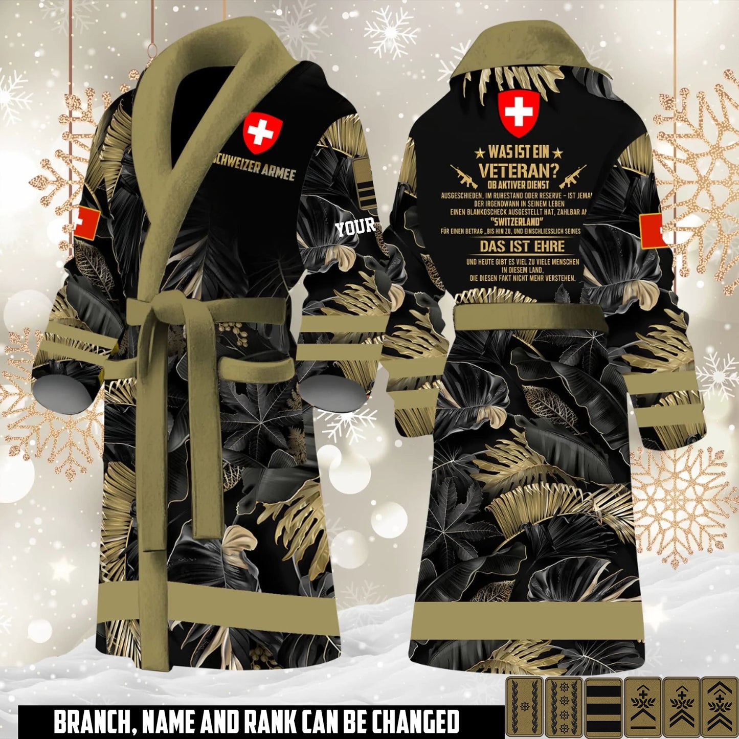 Personalized Rank And Name Swiss Soldier/Veterans Bathrobe - 1765238401