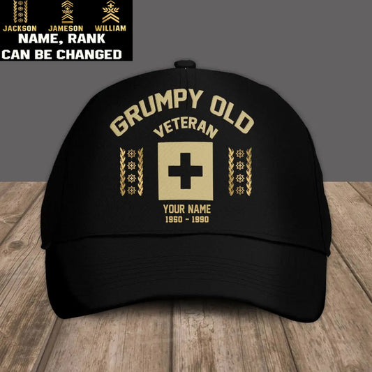 Baseballkappe mit Camouflage-Muster, mit personalisiertem Rang und Namen, Schweizer Soldat/Veteran, Grumpy Veteran – 1309230001