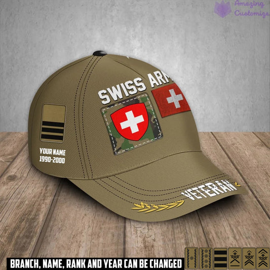 Baseball-Cap mit Camouflage-Muster für Schweizer Soldaten/Veteranen mit Rang, Jahr und Namen – 17236800