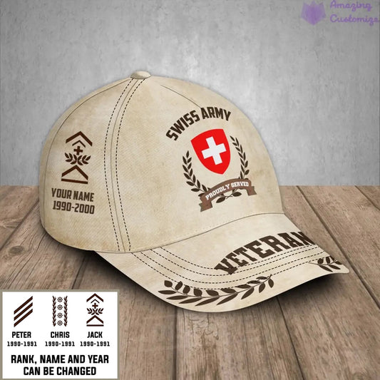 Baseball-Cap mit Camouflage-Muster für Schweizer Soldaten/Veteranen mit Rang, Jahr und Namen – 1721260803