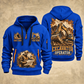 Excavator Operator Cut and Grade quarter-zip hoodie in Blue, front and back, YOUR NAME and SINCE 2005 artwork