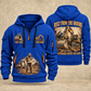 Excavator Operator Built from the Ground quarter-zip hoodie in Blue, front and back, YOUR NAME and SINCE 2005 artwork