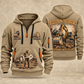 Excavator Operator Built from the Ground quarter-zip hoodie in Khaki, front and back, YOUR NAME and SINCE 2005 artwork