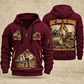 Excavator Operator Built from the Ground quarter-zip hoodie in Wine Red, front and back, YOUR NAME and SINCE 2005 artwork