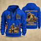 Excavator Operator Proud Earthmover quarter-zip hoodie in Blue, front and back, YOUR NAME and SINCE 2005 artwork