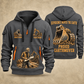 Excavator Operator Proud Earthmover quarter-zip hoodie in Gray, front and back, YOUR NAME and SINCE 2005 artwork