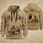Excavator Operator Proud Earthmover quarter-zip hoodie in Khaki, front and back, YOUR NAME and SINCE 2005 artwork