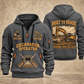 Excavator Operator Built to Grade quarter-zip hoodie in Gray, front and back, YOUR NAME and SINCE 2005 artwork