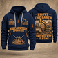 Excavator Operator Work the Earth quarter-zip hoodie in Navy, front and back, YOUR NAME and SINCE 2005 artwork