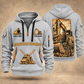 Excavator Operator Golden Earthmover quarter-zip hoodie in Light Grey, front and back, YOUR NAME and SINCE 2005 artwork