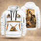 Excavator Operator Golden Earthmover quarter-zip hoodie in White, front and back, YOUR NAME and SINCE 2005 artwork