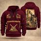 Excavator Operator Golden Earthmover quarter-zip hoodie in Wine Red, front and back, YOUR NAME and SINCE 2005 artwork