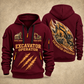 Excavator Operator Earth in Motion quarter-zip hoodie in Wine Red, front and back, YOUR NAME and SINCE 2005 artwork