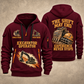 Excavator Operator Experience Never Stops quarter-zip hoodie in Wine Red, front and back, YOUR NAME and SINCE 2005 artwork