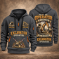 Excavator Operator Calling of the Earth quarter-zip hoodie in Gray, front and back, YOUR NAME and SINCE 2005 artwork