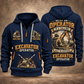 Excavator Operator Calling of the Earth quarter-zip hoodie in Navy, front and back, YOUR NAME and SINCE 2005 artwork