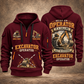 Excavator Operator Calling of the Earth quarter-zip hoodie in Wine Red, front and back, YOUR NAME and SINCE 2005 artwork