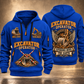Excavator Operator Heart of Groundwork quarter-zip hoodie in Blue, front and back, YOUR NAME and SINCE 2005 artwork