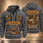 Excavator Operator Heart of Groundwork quarter-zip hoodie in Gray, front and back, YOUR NAME and SINCE 2005 artwork
