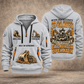 Excavator Operator Old School Operator quarter-zip hoodie in Light Grey, front and back, YOUR NAME and SINCE 2005 artwork