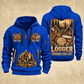 Logger Timber Heritage Plate quarter-zip hoodie in Blue, front and back, YOUR NAME and SINCE 2005 artwork