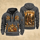Logger Forest Craftsman Portrait quarter-zip hoodie in Gray, front and back, YOUR NAME and SINCE 2005 artwork