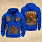 Logger Timber Yard Still Life quarter-zip hoodie in Blue, front and back, YOUR NAME and SINCE 2005 artwork