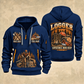 Logger Timber Yard Still Life quarter-zip hoodie in Navy, front and back, YOUR NAME and SINCE 2005 artwork