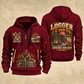 Logger Timber Yard Still Life quarter-zip hoodie in Wine Red, front and back, YOUR NAME and SINCE 2005 artwork