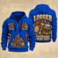Logger Forest Tools Heritage quarter-zip hoodie in Blue, front and back, YOUR NAME and SINCE 2005 artwork