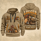 Logger Forest Tools Heritage quarter-zip hoodie in Khaki, front and back, YOUR NAME and SINCE 2005 artwork