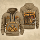 Logger Timber Workbench Tradition quarter-zip hoodie in Khaki, front and back, YOUR NAME and SINCE 2005 artwork