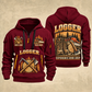 Logger Timber Workbench Tradition quarter-zip hoodie in Wine Red, front and back, YOUR NAME and SINCE 2005 artwork
