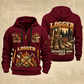 Logger Roots of the Trade quarter-zip hoodie in Wine Red, front and back, YOUR NAME and SINCE 2005 artwork