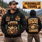 Logger wearing Deep Woods Statement quarter-zip hoodie in their workplace; product introduction and shopping call to action