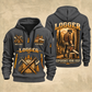 Logger Woodland Craftsman quarter-zip hoodie in Gray, front and back, YOUR NAME and SINCE 2005 artwork