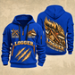 Logger Timber Grain Sweep quarter-zip hoodie in Blue, front and back, YOUR NAME and SINCE 2005 artwork