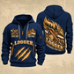 Logger Timber Grain Sweep quarter-zip hoodie in Navy, front and back, YOUR NAME and SINCE 2005 artwork